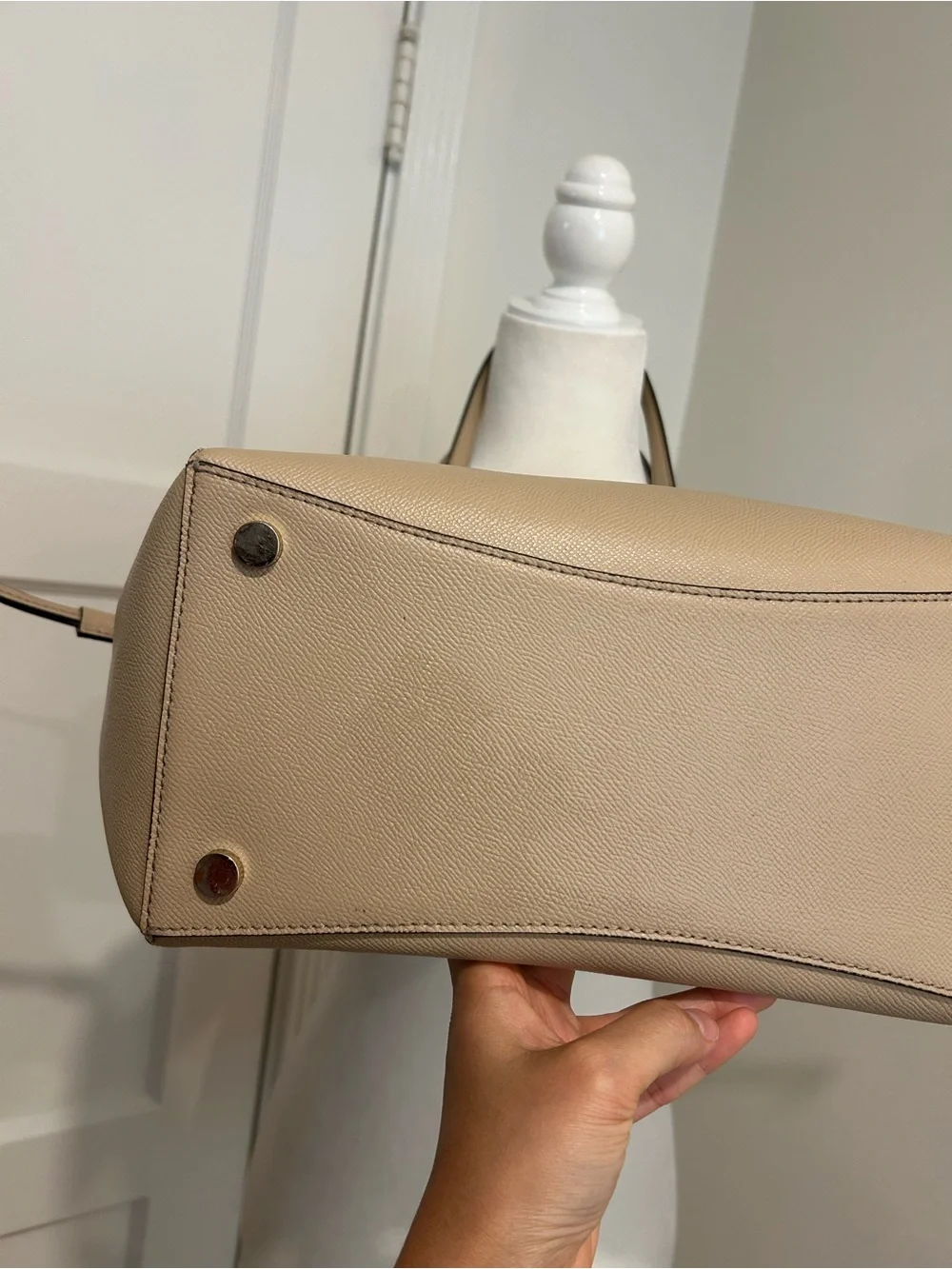 Michael Kors Tan Leather Tote with Black-and-White Scarf